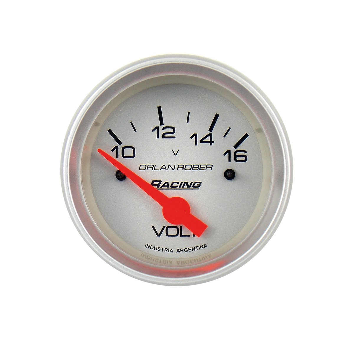324p12v VOLTIMETRO 52mm GRIS PLATA RACING 12V ORLAN ROBER - Imagen 1