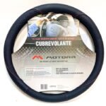 CUBRE VOLANTE 38CM NEGRO CON CUADRILLE TRAMADO COSTURA ROJA